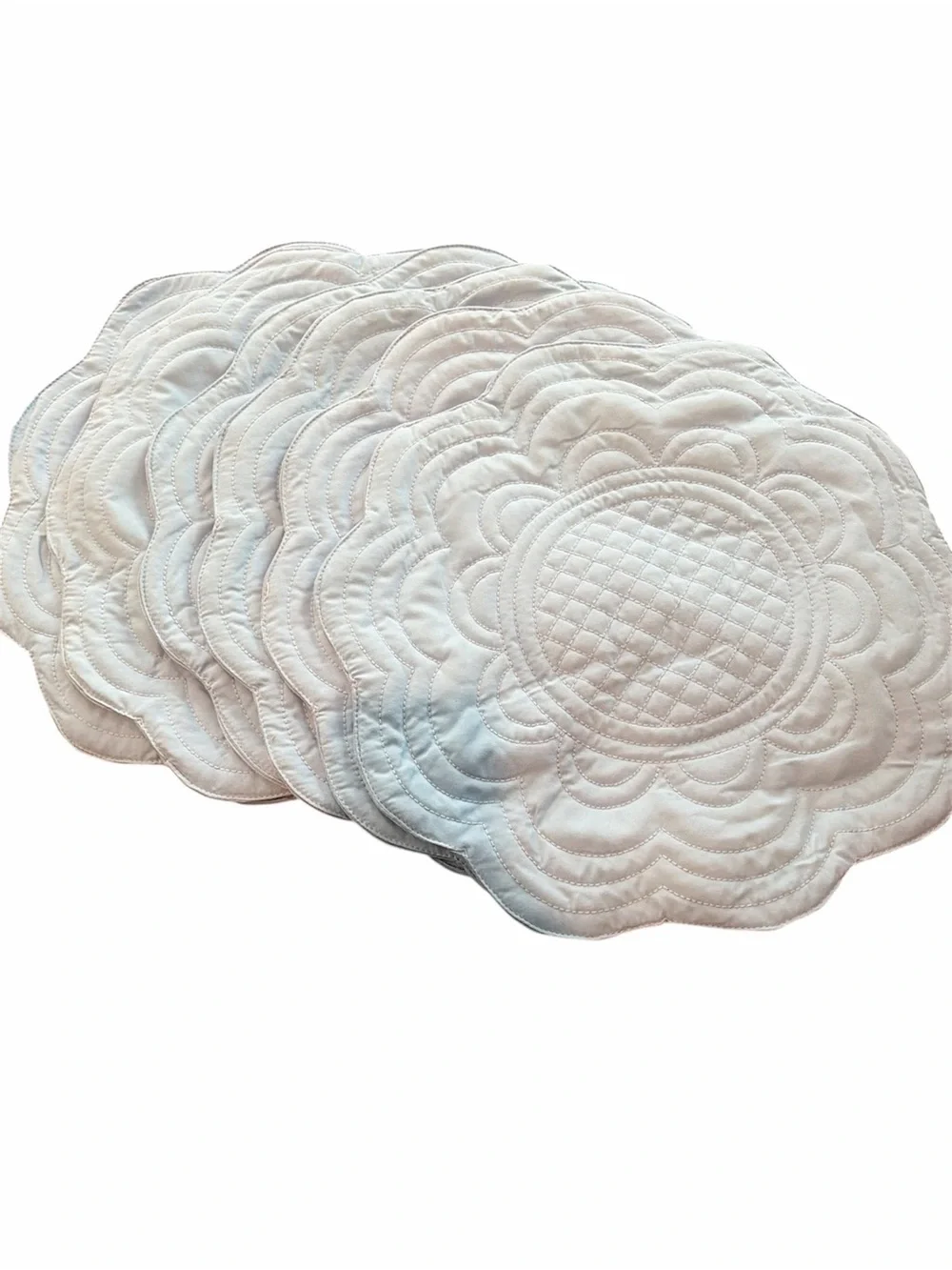 Set of 6 Light Blue Quilted Flower Placemats